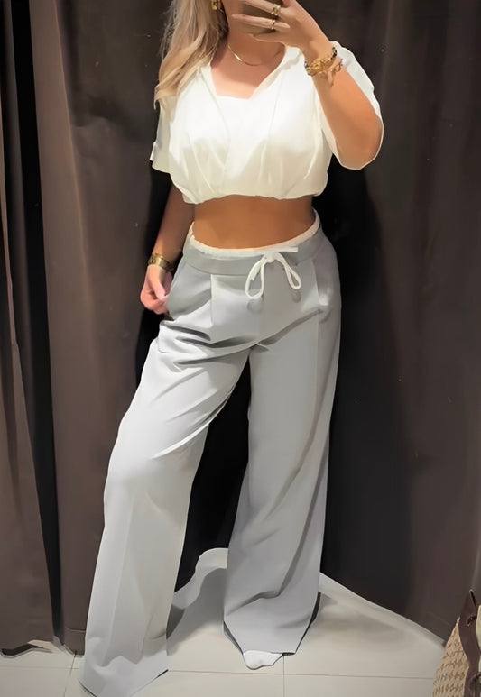 Pantalon Large Double Ceinture